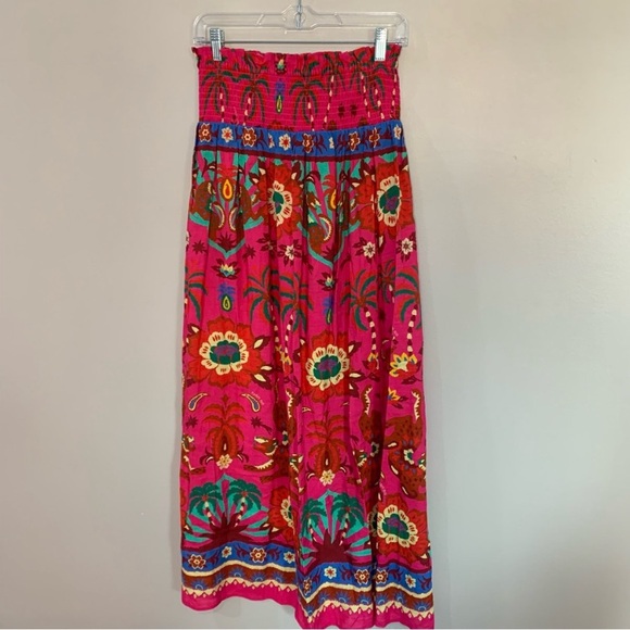 Farm Rio Skirt Smocked Printed Maxi in Pink Floral - Picture 8 of 8